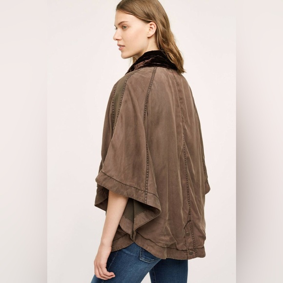 Anthropologie HEI HEI Velvet Trim Todra Cape Jacket SZ XS/S - Picture 3 of 14